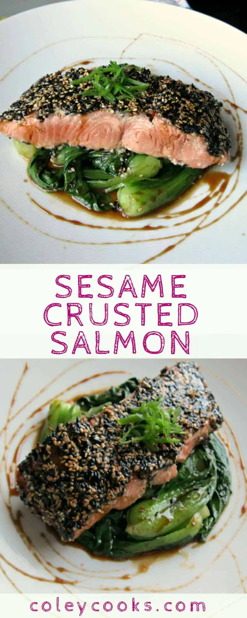 SESAME CRUSTED SALMON | Light and flavorful easy Asian salmon recipe with sweet soy glaze! #easy #salmon #recipe #seafood #fish | ColeyCooks.com