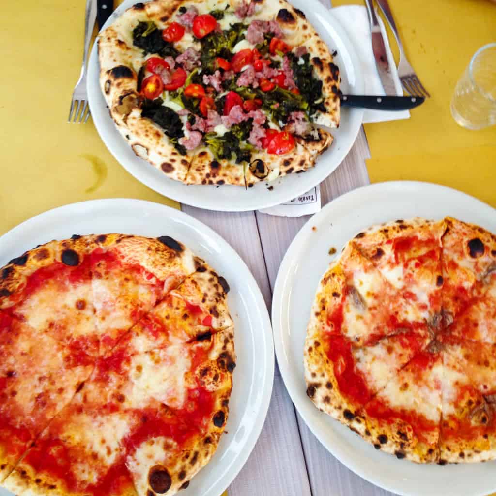 Pizzas in Torino, Italy