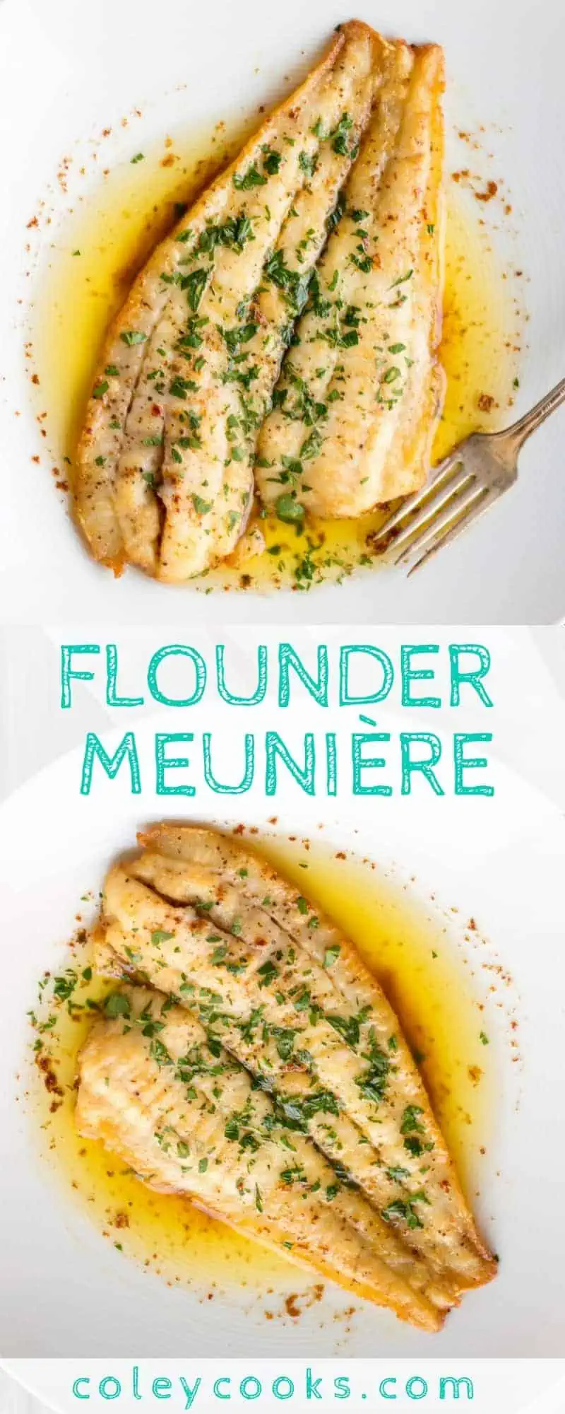 FLOUNDER MEUNIÈRE | Easiest ever fish recipe! This classic French recipe is so simple and so delicious. Ready in under 10 minutes for a quick and easy seafood dinner. Lemon, brown butter, best easy fish recipe ever! | ColeyCooks.com
