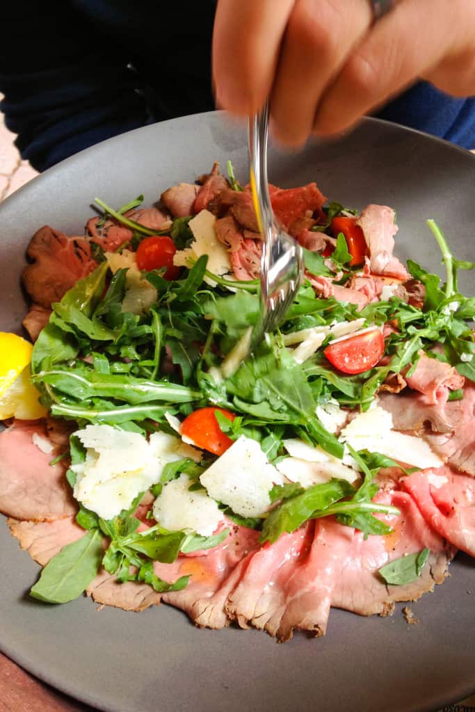 roast beef salad from la baita, Bologna, Italy