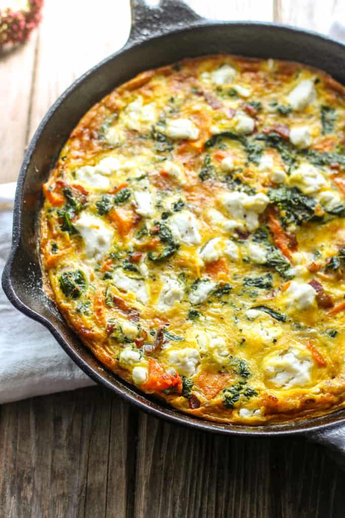 Butternut Squash, Bacon, Kale + Goat Cheese Frittata