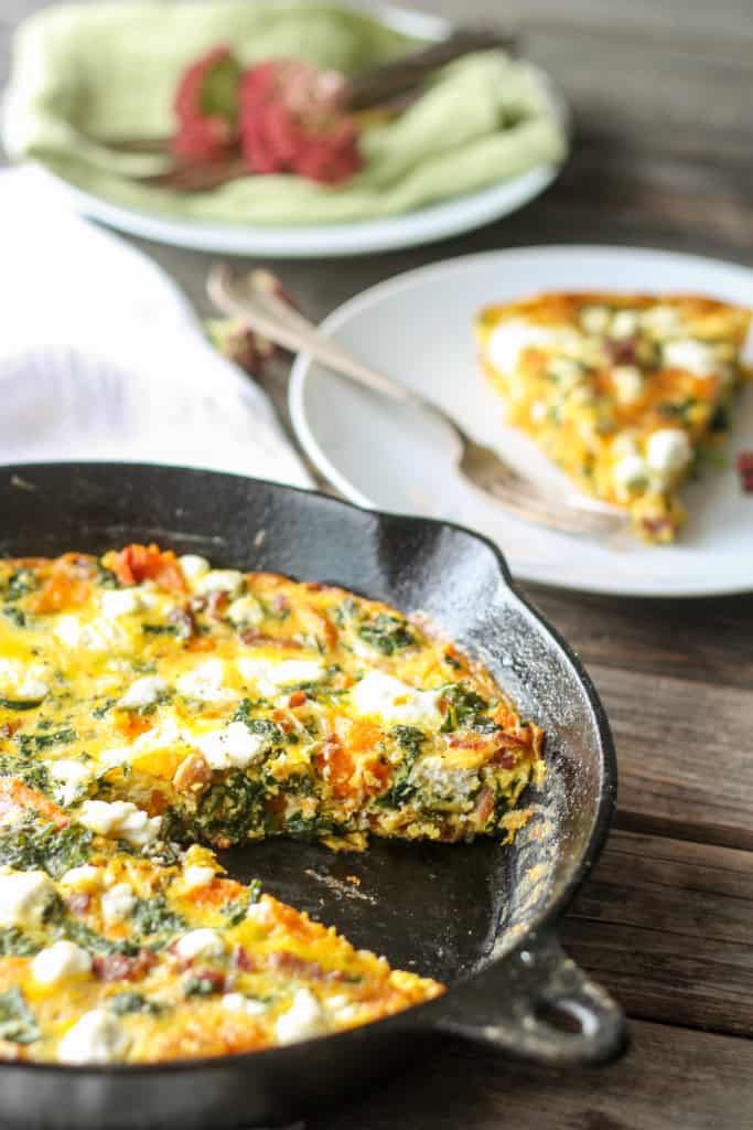 Butternut Squash, Bacon, Kale + Goat Cheese Frittata