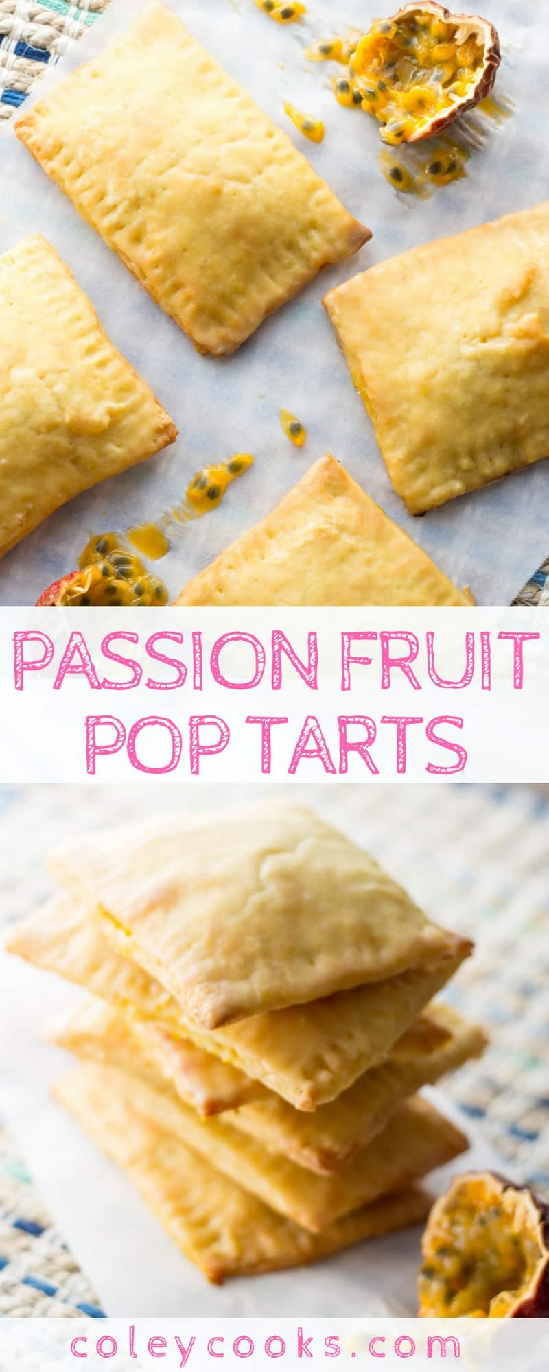 PASSIONFRUIT POP TARTS | Flaky pastries filled with tangy passionfruit curd. This quirky tropical pastry makes an unexpected addition to brunch or makes a fun dessert! | ColeyCooks.com