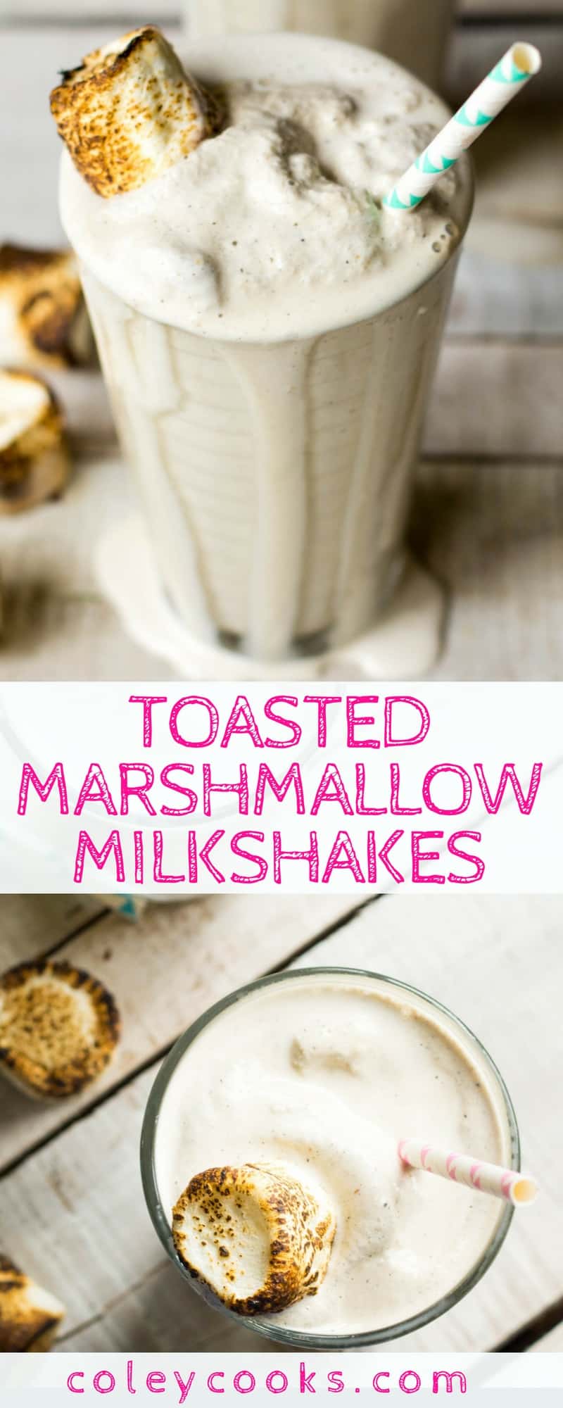 TOASTED MARSHMALLOW MILKSHAKES | Easy recipe for creamy toasted marshmallow milkshakes. So fun to make and only need 3 ingredients! #frozentreats | ColeyCooks.com