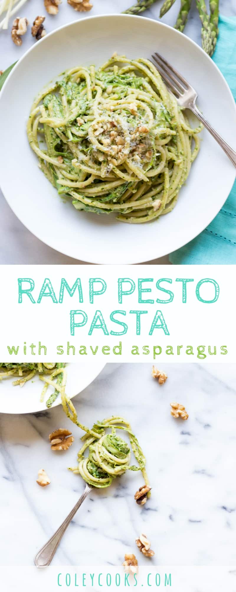 RAMP PESTO PASTA with SHAVED ASPARAGUS | This is the perfect quick and easy spring recipe!| ColeyCooks.com