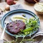 Lentil Beet Burgers with Green Goddess Dressing (Vegan + GF!)