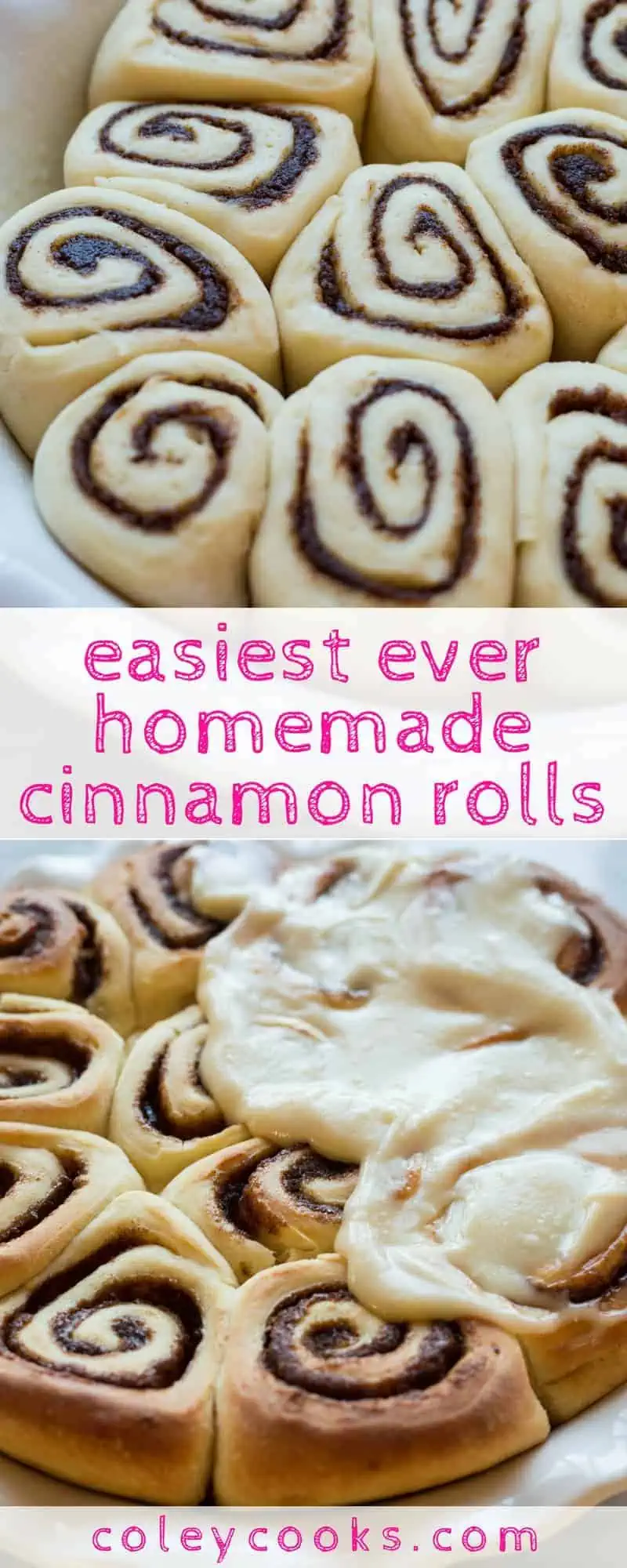 EASY CINNAMON ROLLS | The best easy recipe for homemade yeasted cinnamon buns with cream cheese frosting! This awesome breakfast : brunch recipe is on the table in 2 hours flat! | ColeyCooks.com