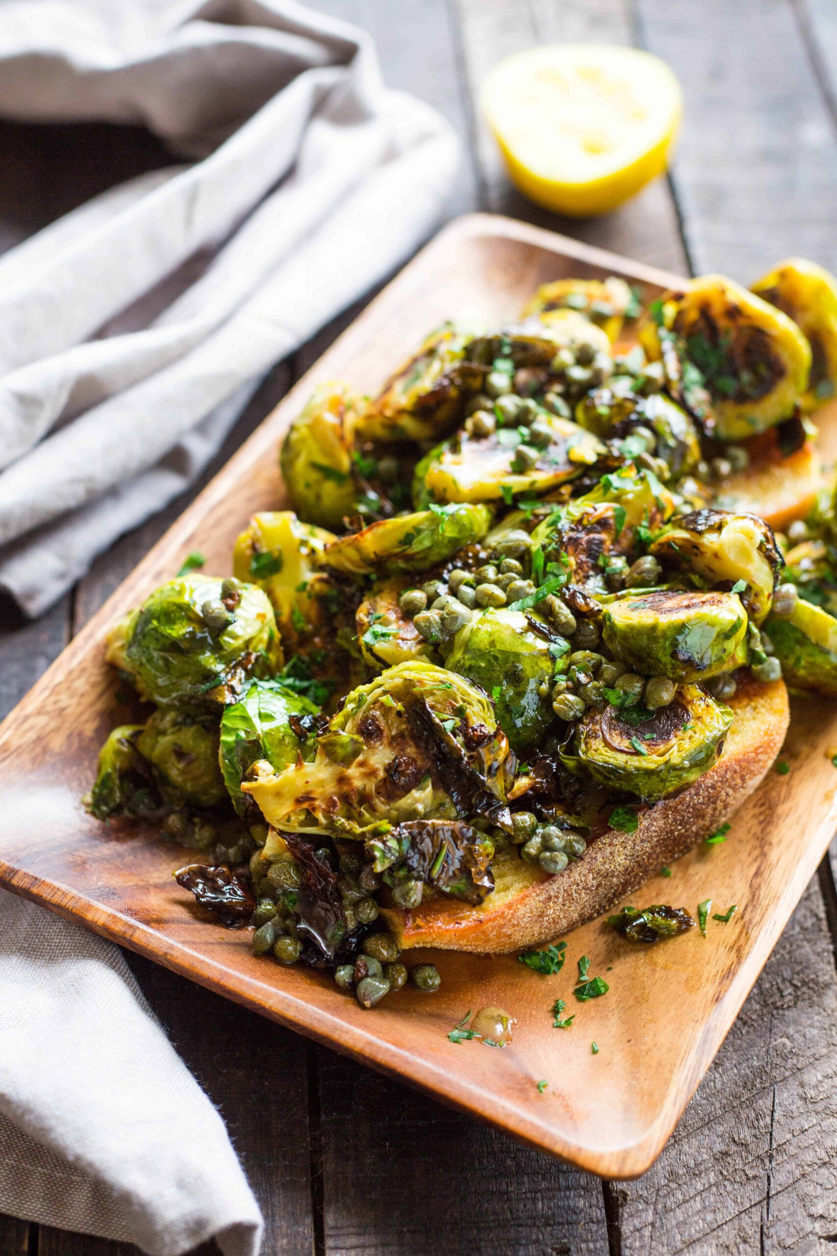 Brussels Sprouts with Anchovy Caper Butter