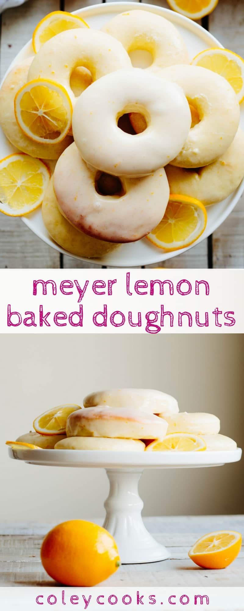 MEYER LEMON BAKED DOUGHNUTS | Easy recipe for yeasted baked doughnuts with Meyer lemon glaze! Perfect for a lazy weekend breakfast or brunch, bridal showers and baby showers! | ColeyCooks.com