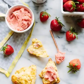 Prosciutto and Goat Cheese Scones with Strawberry Butter | ColeyCooks.com