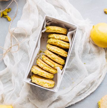 Meyer Lemon + Pistachio Sandwich Cookies | ColeyCooks.com