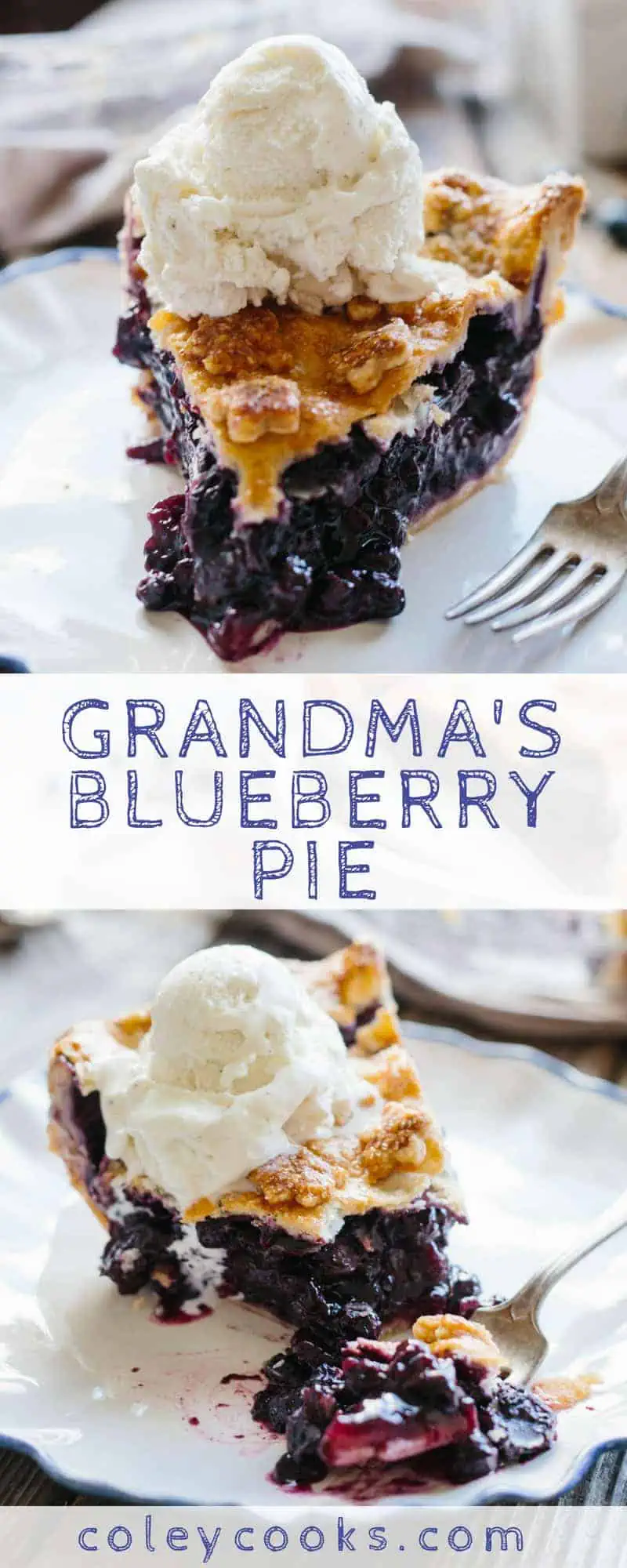 Grandma's Blueberry Pie | This simple recipe for my grandma's blueberry pie is a summer classic! Perfect for 4th of July. #easy #summer #dessert #recipe #4thofjuly #blueberry #pie | ColeyCooks.com