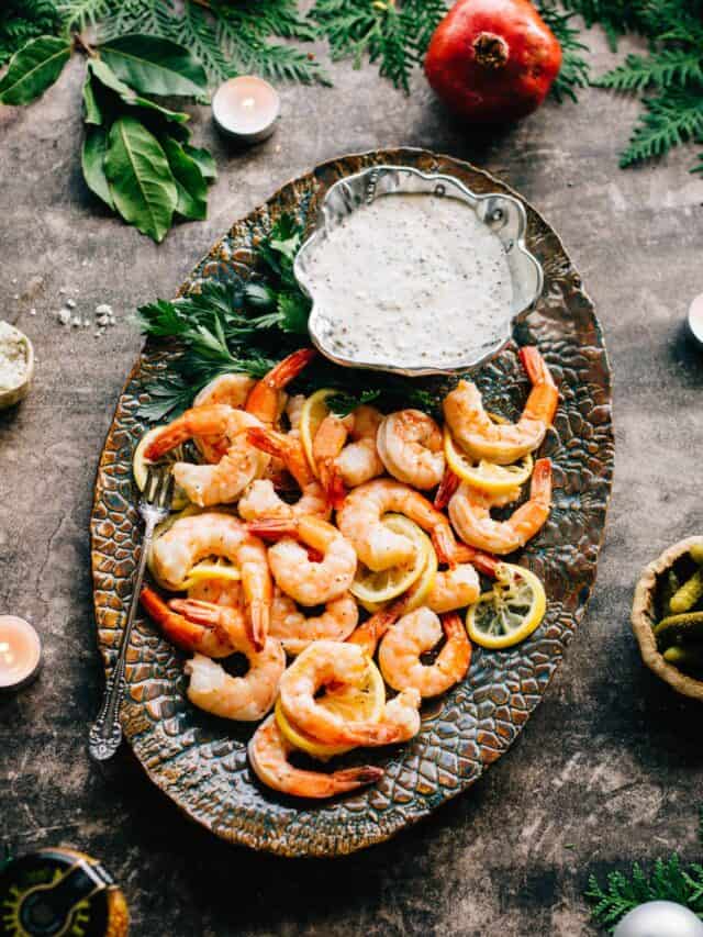 Roasted Shrimp Cocktail with Mustard sauce