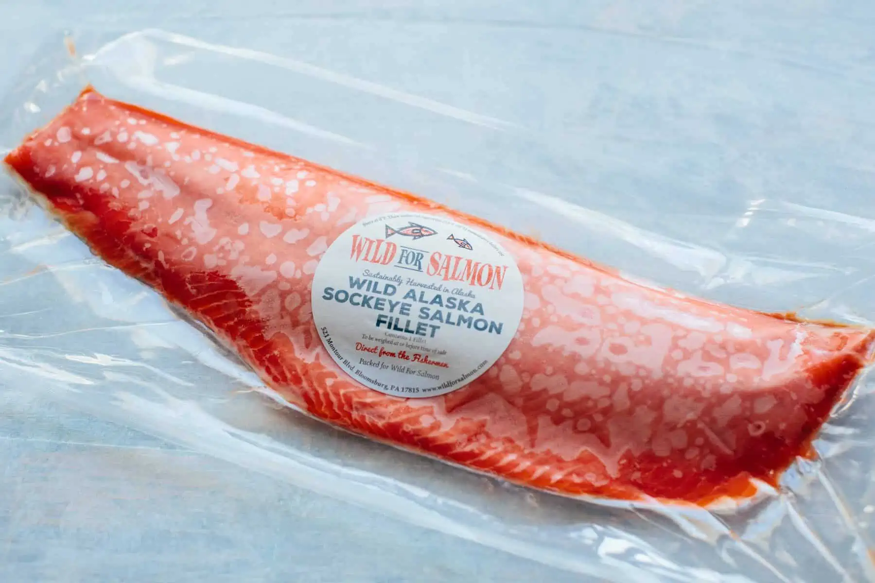 Frozen wild salmon in a vacuum seal