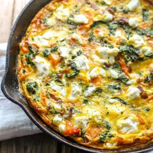 Butternut Squash, Bacon, Kale + Goat Cheese Frittata - Coley Cooks