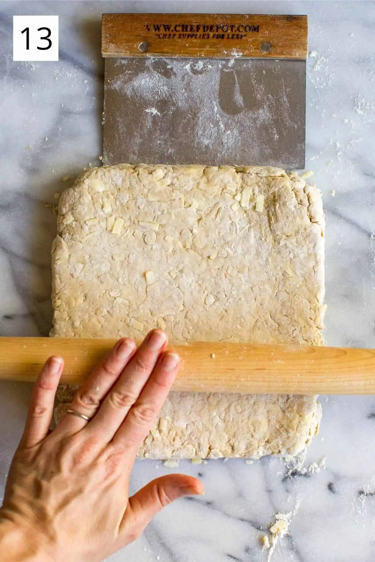 rolling dough into a square