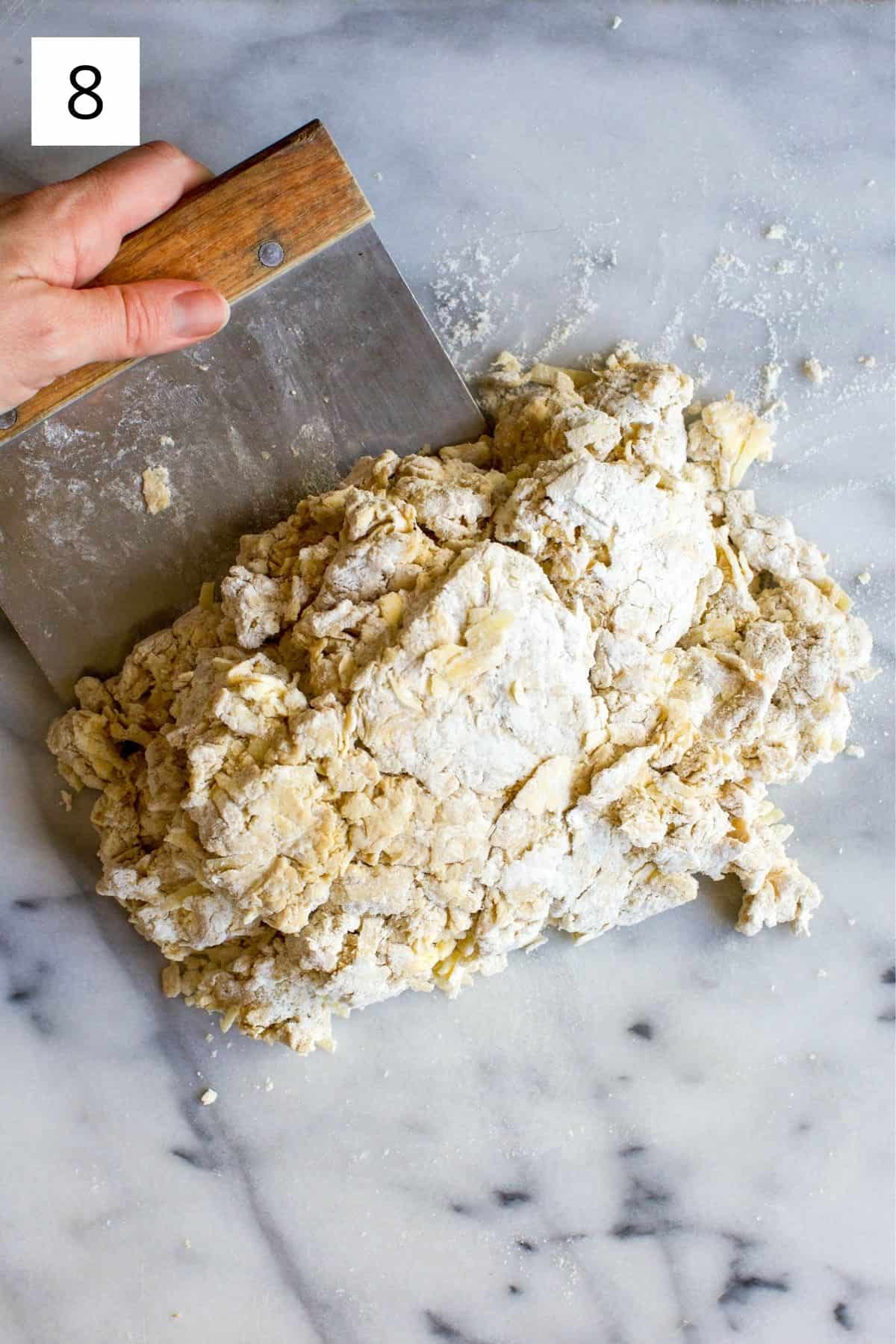 turn out shaggy dough on a surface