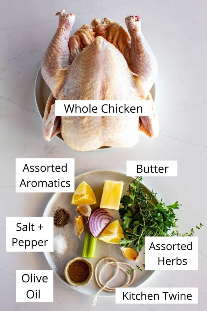 Ingredients for Incredible Whole Roasted Chicken with Herbs
