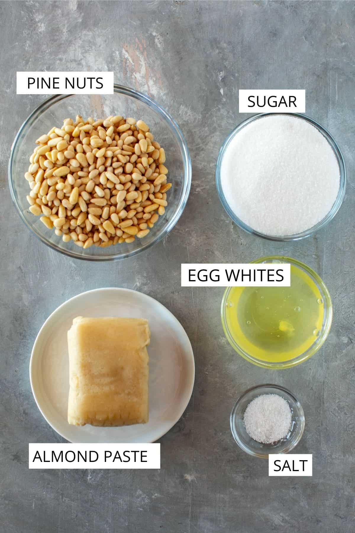 ingredients for Pignoli Cookies