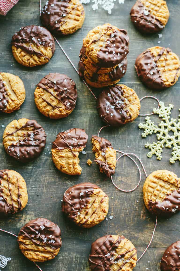 5 Ingredient Chocolate Dipped Peanut Butter Cookies