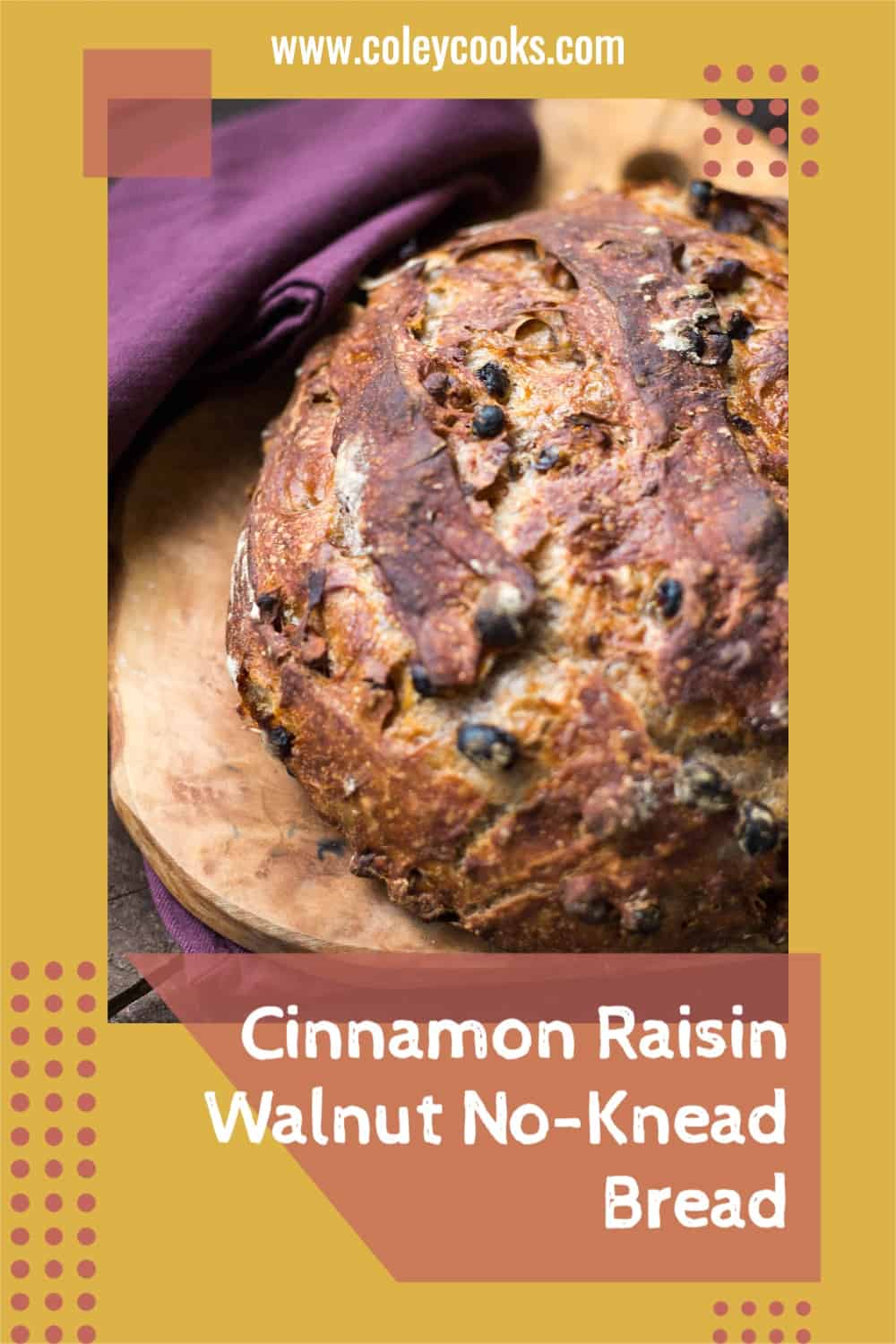 Cinnamon Raisin Walnut NoKnead Bread Coley Cooks