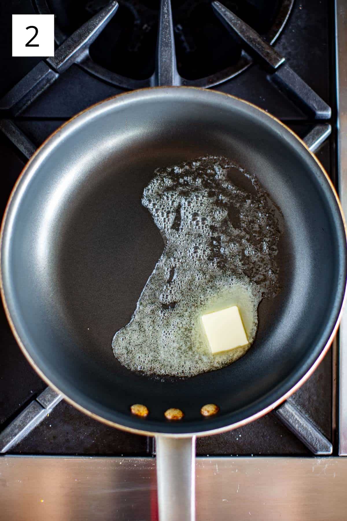 butter melting in a pan
