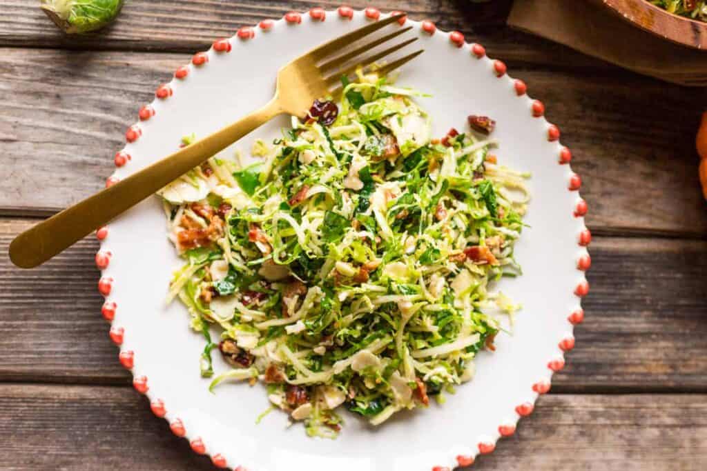 Brussels Sprout, Kale + Apple Salad with Sharp Cheddar + Bacon