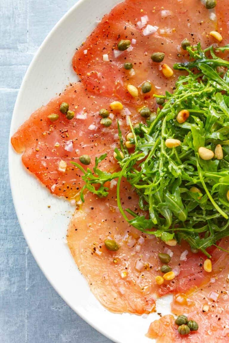 Classic Tuna Carpaccio with Arugula - Coley Cooks