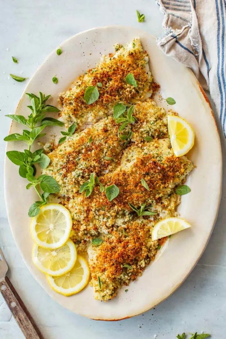 Authentic Italian food - baked flounder oreganata