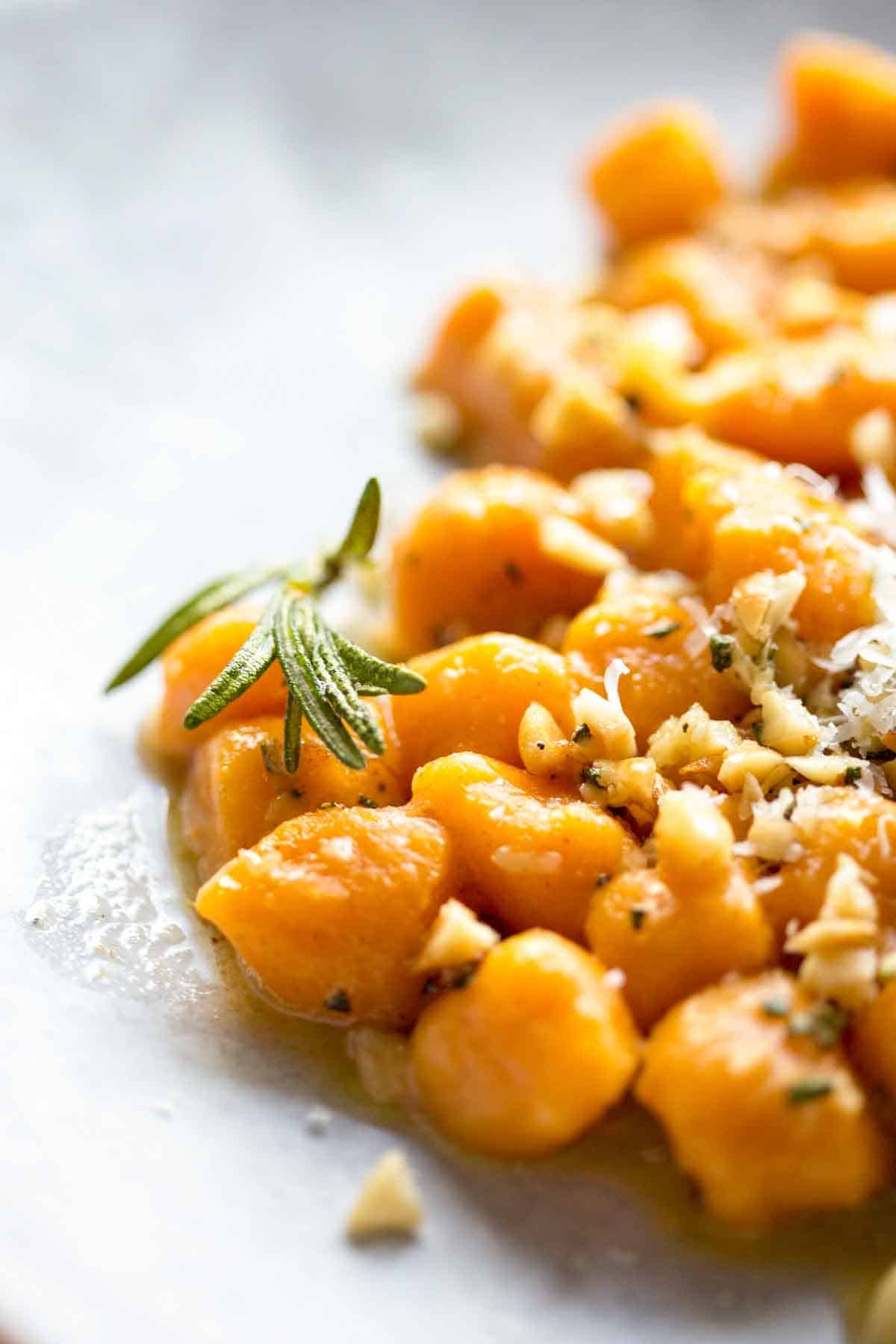 close up shot of homemade sweet potato gnocchi