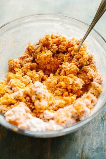 Baked sweet potatoes combined with parmesan cheese to create sweet potato gnocchi.