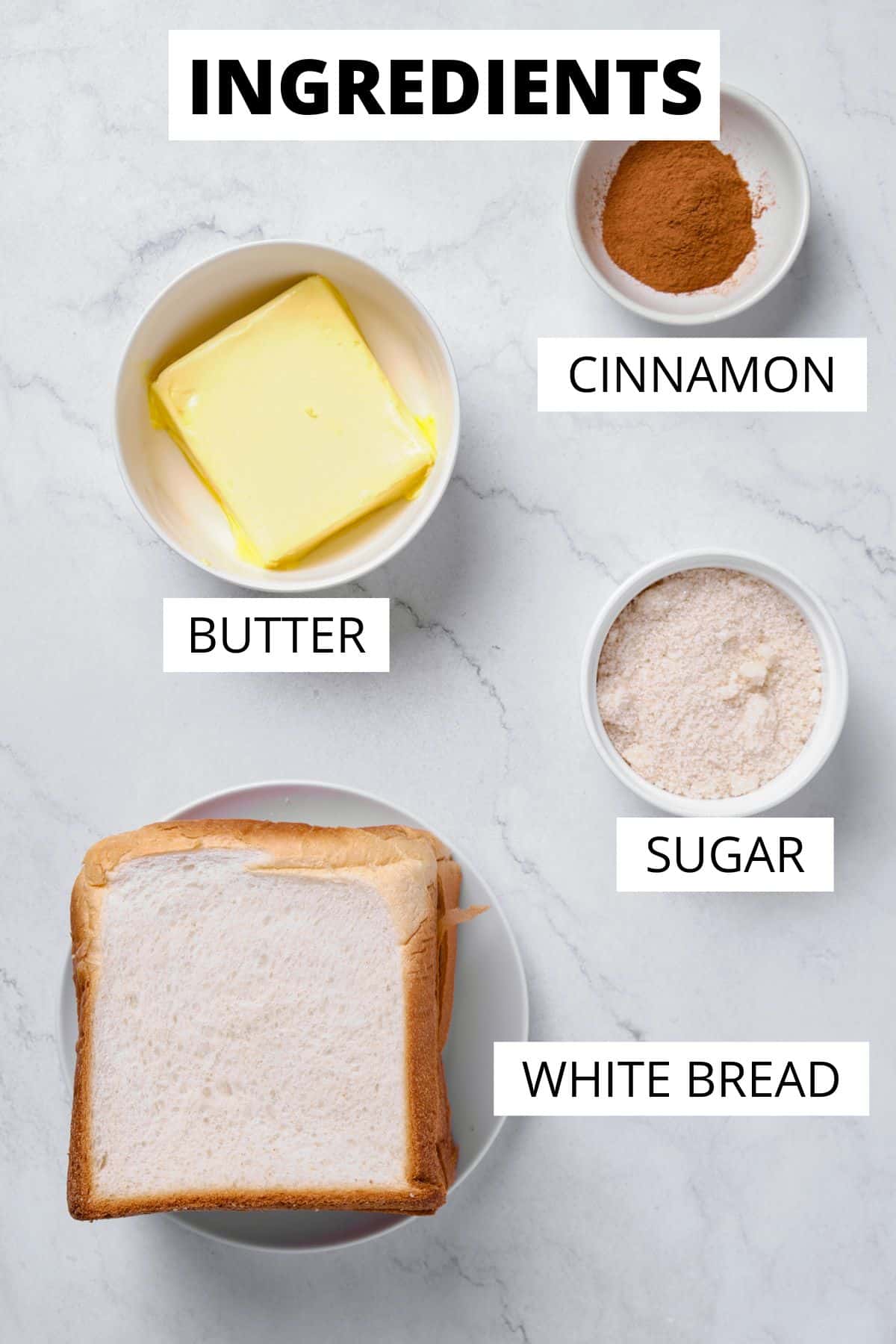 Ingredients for cinnamon toast cookies.
