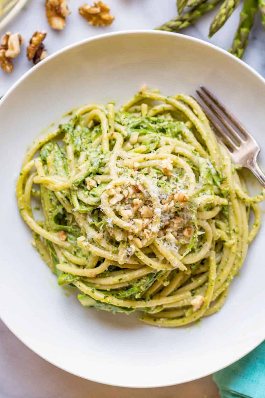 Spring Ramp Pasta Ramp Pesto Pasta with Shaved Asparagus - Coley Cooks