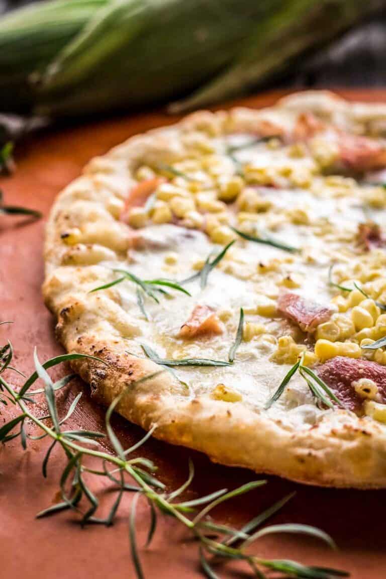 Grilled Pizza with Corn and Prosciutto