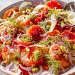 A Sicilian fennel and orange salad with onions and pistachios.