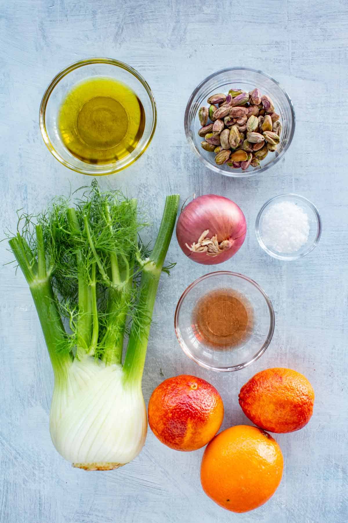 Ingredients needed for Sicilian orange and fennel salad.