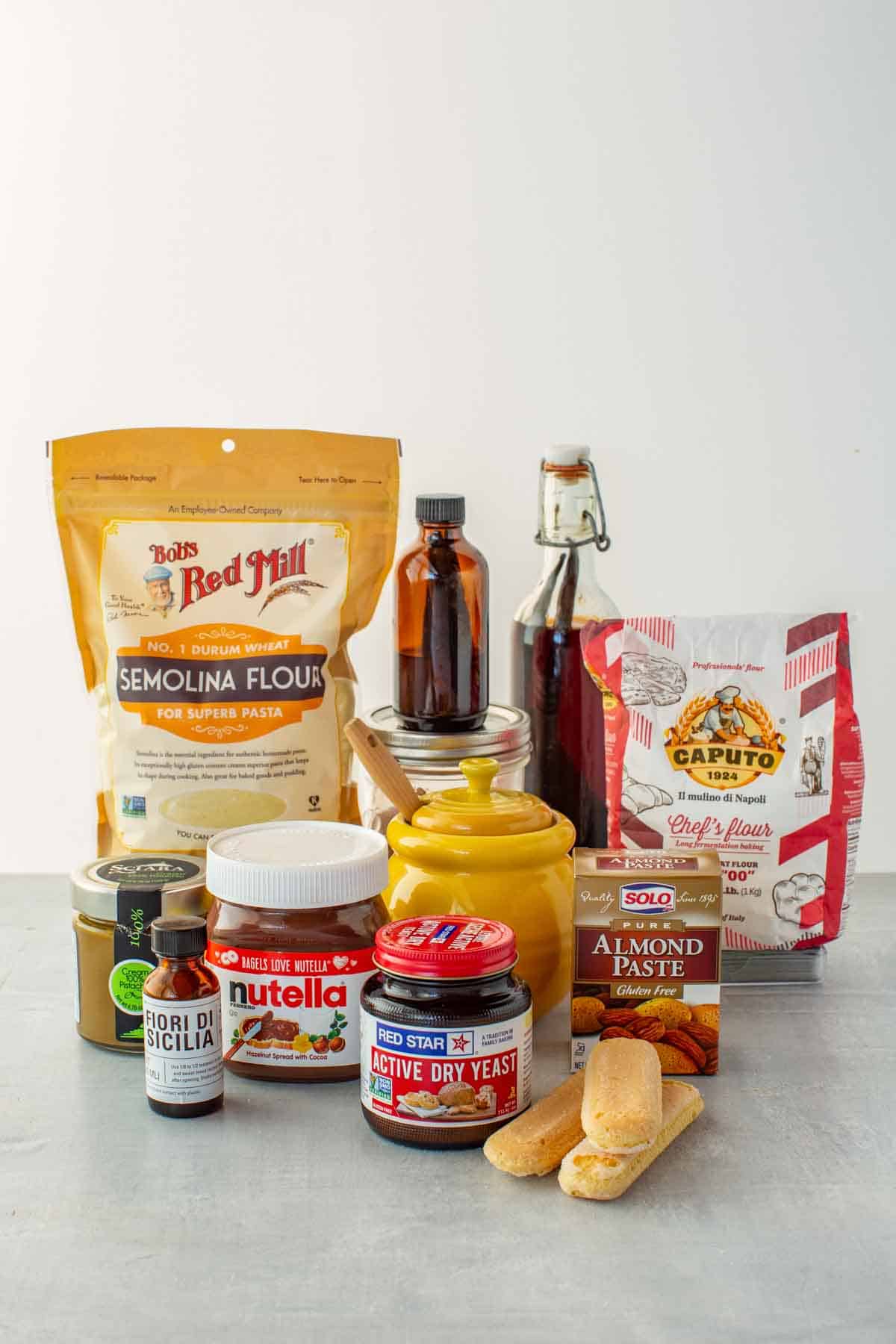 An assortment of Italian dry goods for baking.