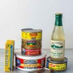 An assortment of tinned fish and seafood used in Italian cooking.