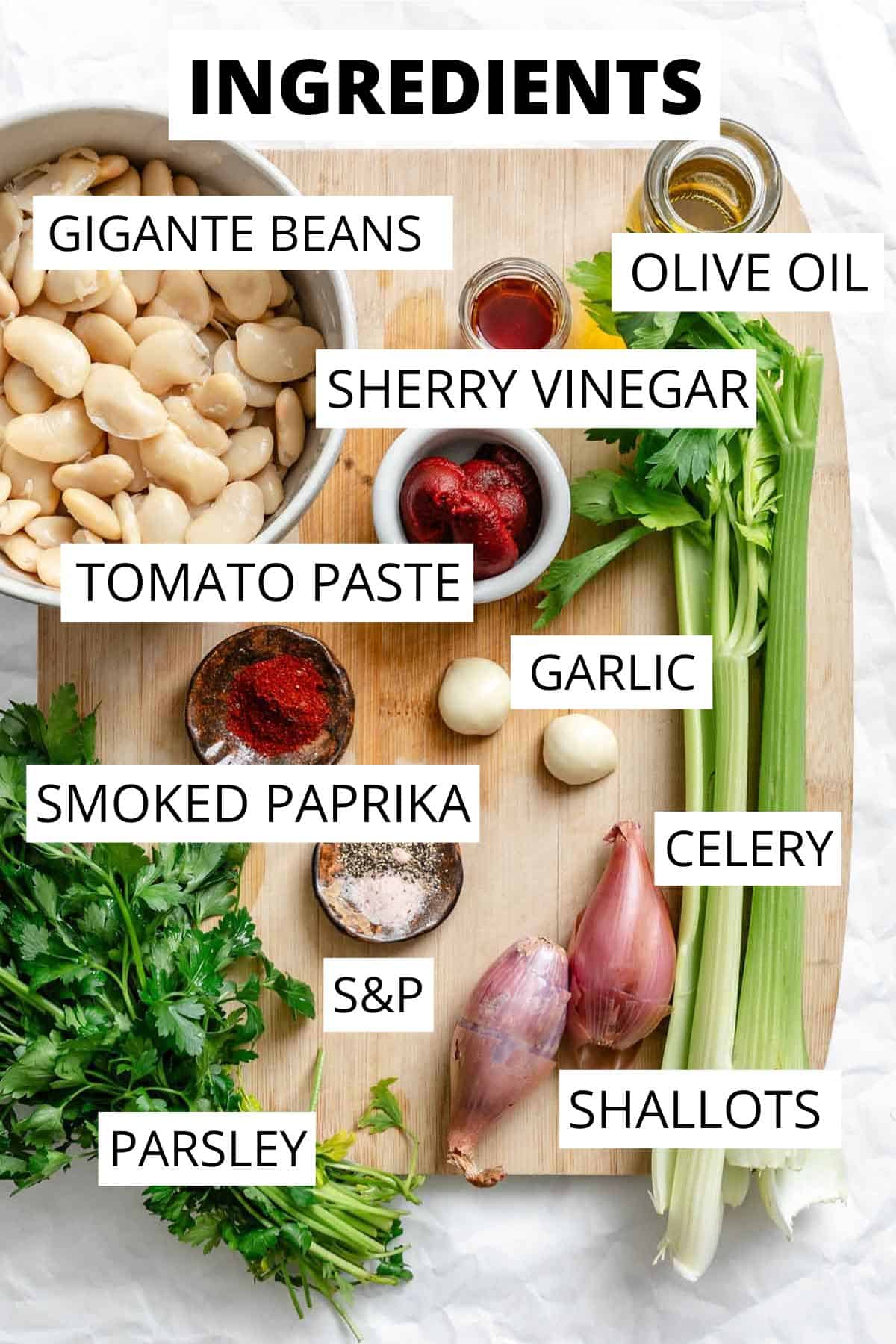 Ingredients for gigante bean salad.