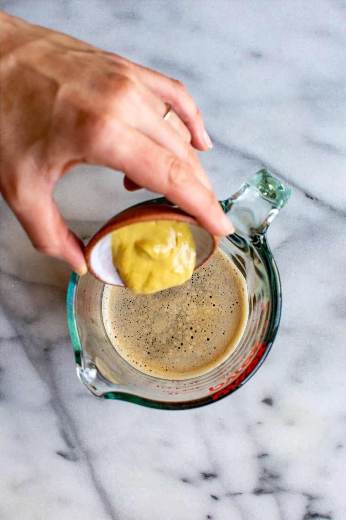 mixing Dijon mustard into stout for Irish cheddar and stout biscuits.